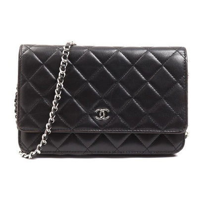 Chanel Chain Wallet Lambskin Shoulder Bag Black