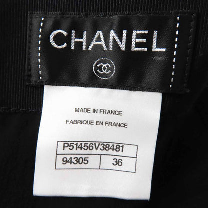 CHANEL P51456 Cutworker With Coco Plaque Plate Cles Leath Pleated Skirt Black
