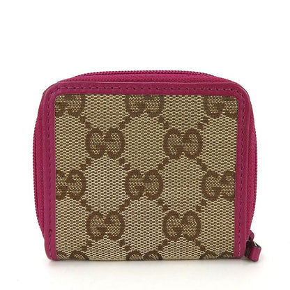 Gucci Coin Case 115255 GG Canvas Leather Beige Pink Gold Hardware Small Items