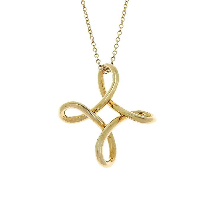 Tiffany & Co Infinity Cross Necklace 18K Yellow Gold 750 Yellow Gold 43cm