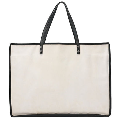 Chanel Tote Bag Coco Mark Canvas With Whistle Charm White And Black Silver