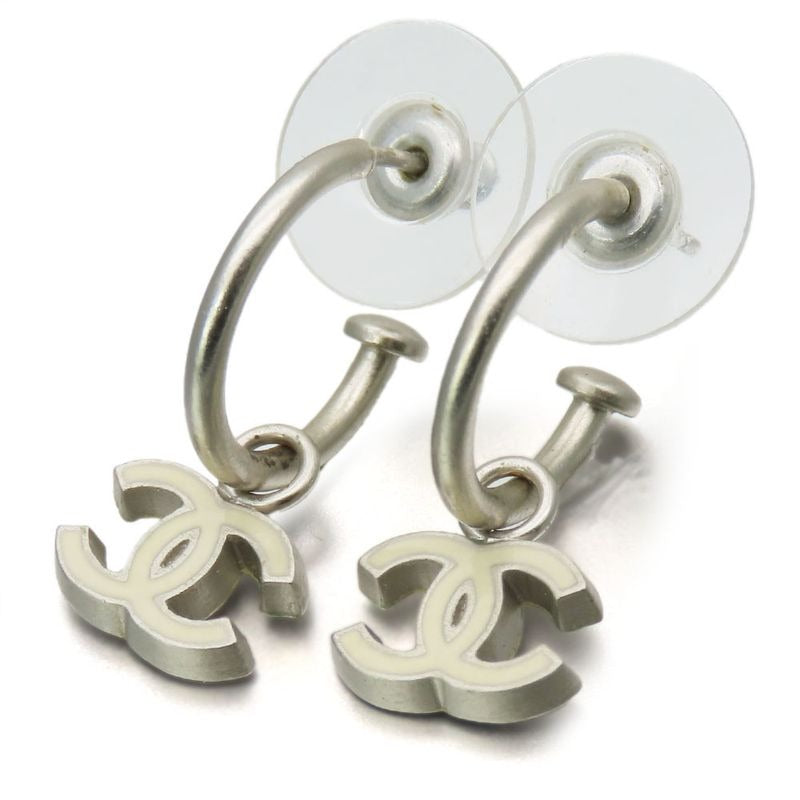 Chanel Coco Mark Metal White Silver Hardware Accessories Plated Half