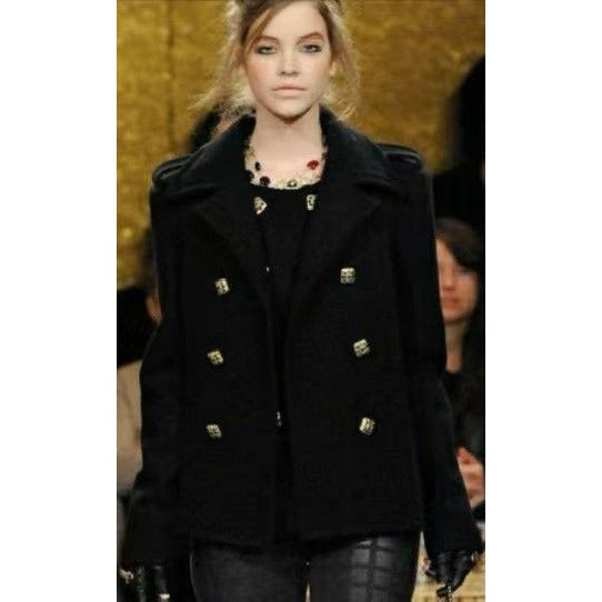 Chanel Jacket Coat 2011 Gripoix Worn by Keira Knightley Black Size 42 — view 2
