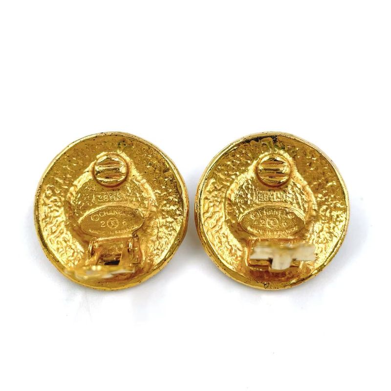 Chanel Old Chanel Logo Faux Pearl GP X Faux Pearl Ivory X Gold Earrings