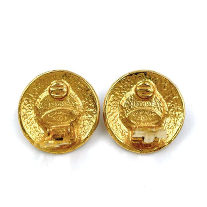 Chanel Old Chanel Logo Faux Pearl GP X Faux Pearl Ivory X Gold Earrings