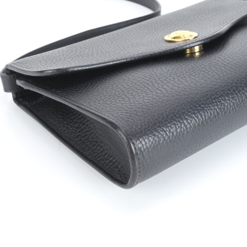 Vintage Christian Dior CD Logo Leather Shoulder Bag Crossbody Black Women EUE