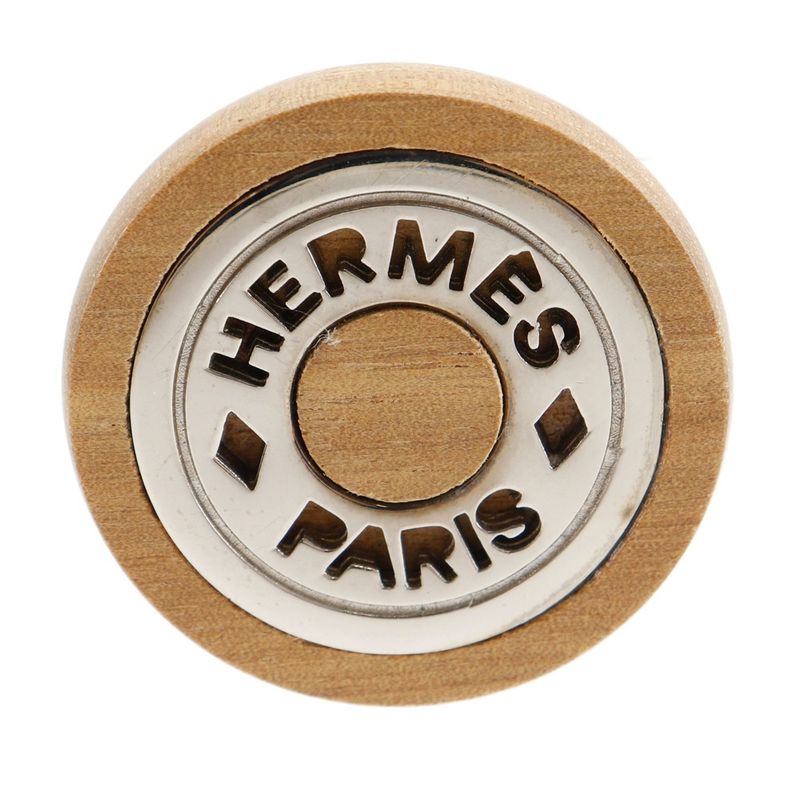 Hermes Serie Wood And Metal Brown/silver Ladies 20.3g Earrings