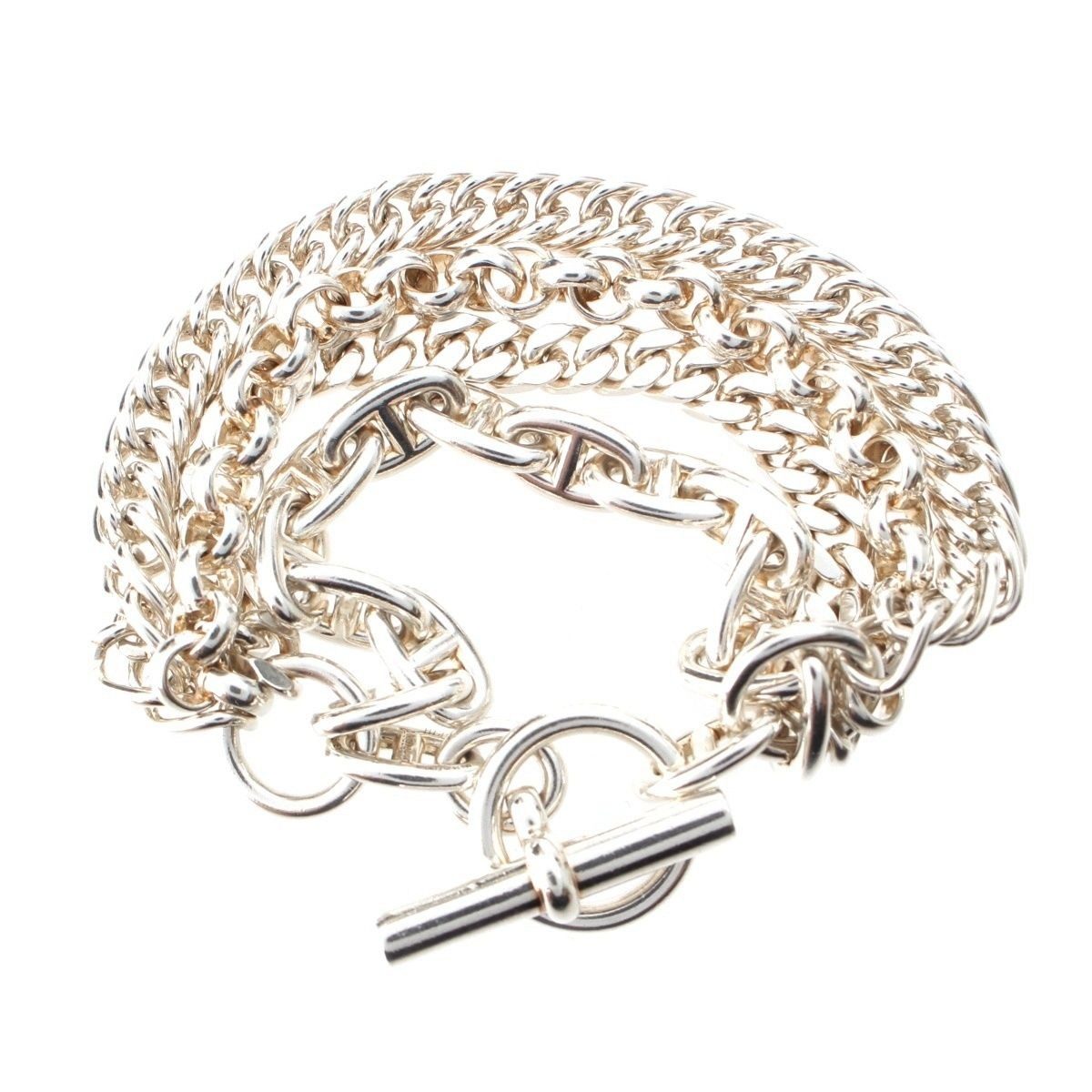 Hermes Etcetra 4 Chaine D'ancre Bracelet Silver