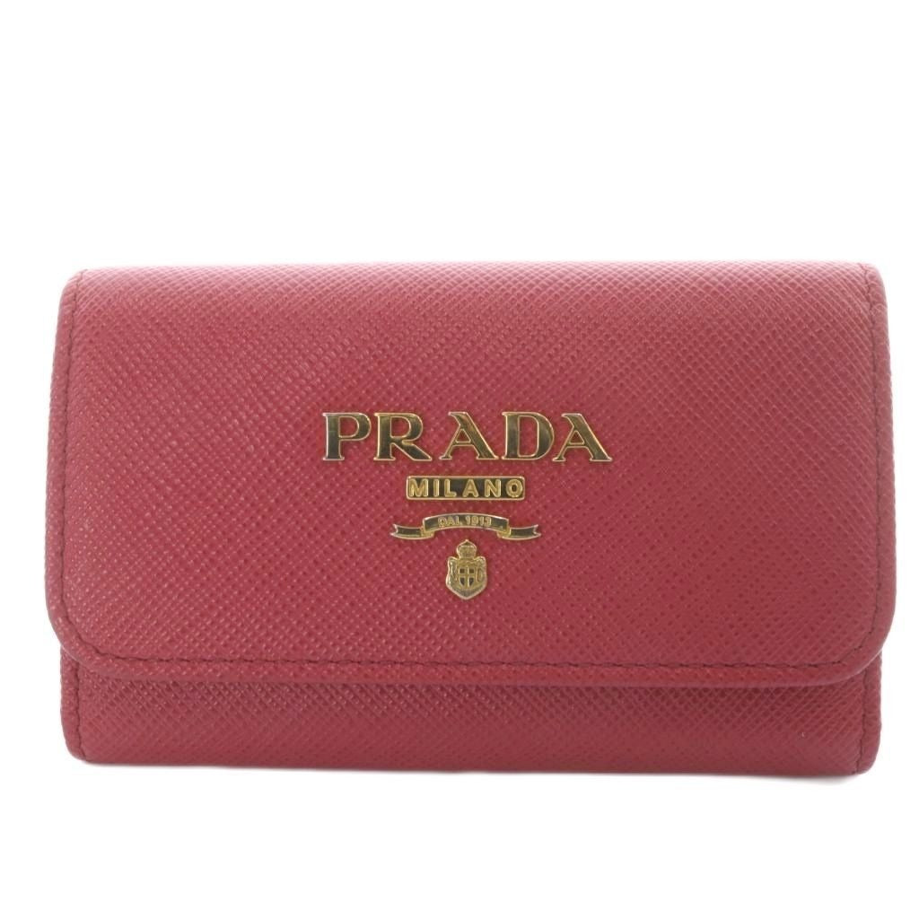 Prada Key Case Leather Ring with Pink