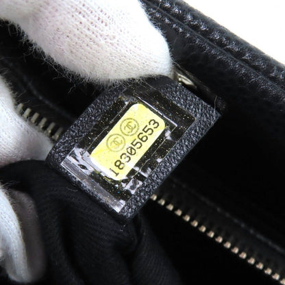 Chanel Caviar Leather CC Logo Quilted Chain Tote Black with Silver Large — view 15