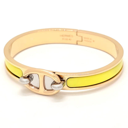 Hermes Enamel Bracelet Mini Click Chene D'ancre Yellow Gold Color Metal