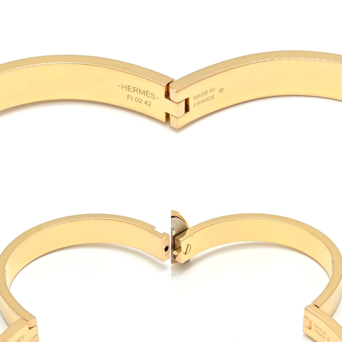 Hermes Enamel Bracelet Mini Click Chene D'ancre Yellow Gold Color Metal — view 4