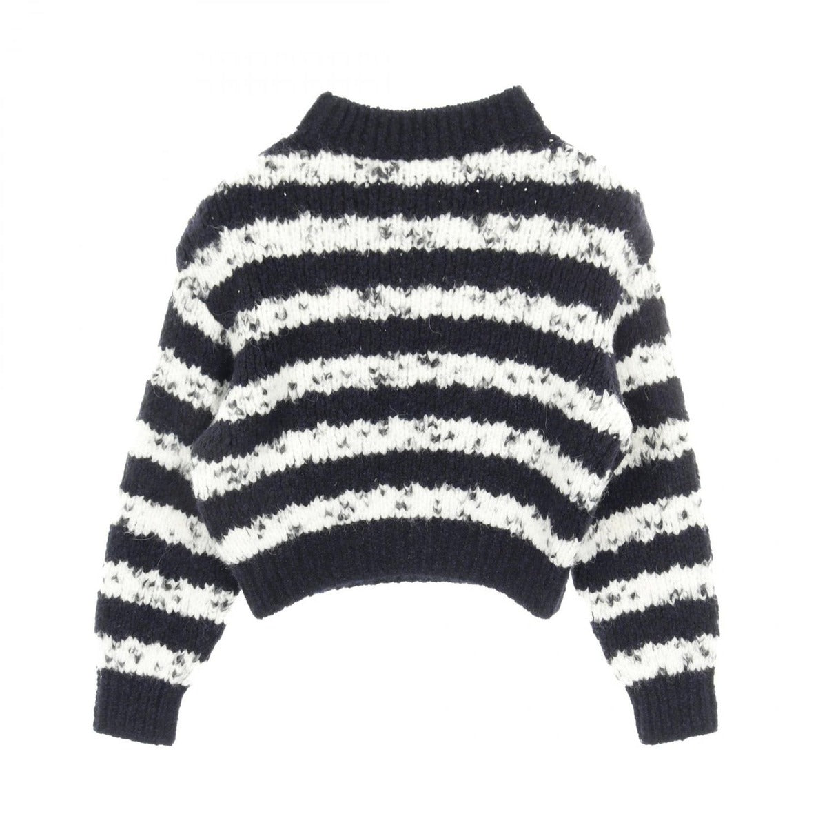 Chanel Knit Top CC Logo Button Cashmere Wool Navy White — view 2