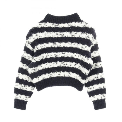 Chanel Knit Top CC Logo Button Cashmere Wool Navy White — view 2