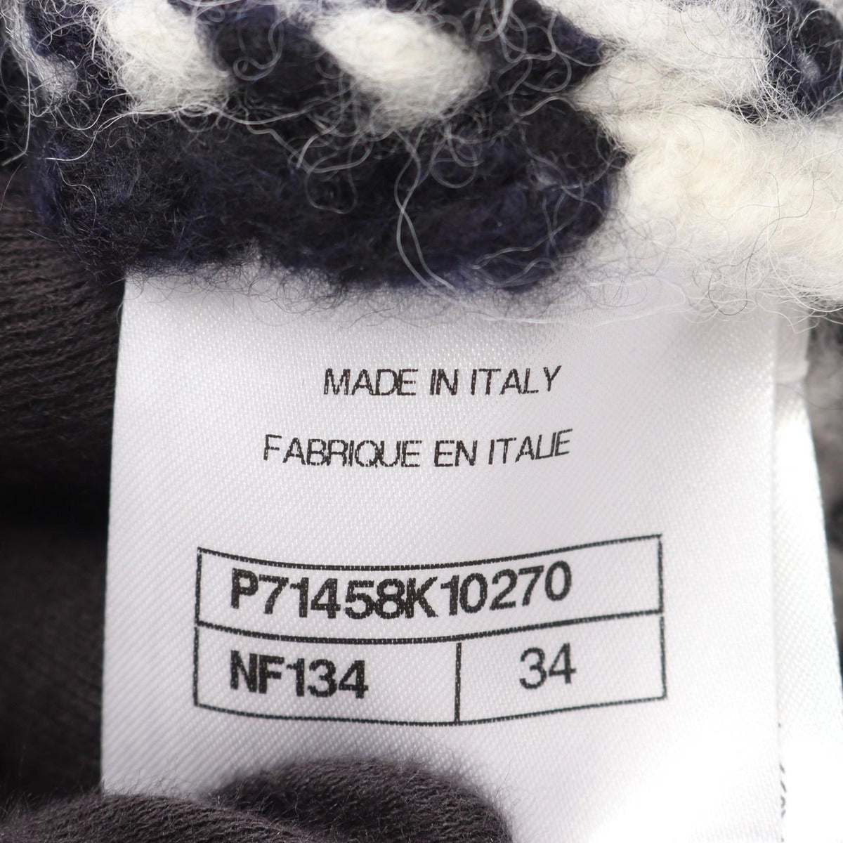 Chanel Knit Top CC Logo Button Cashmere Wool Navy White — view 4