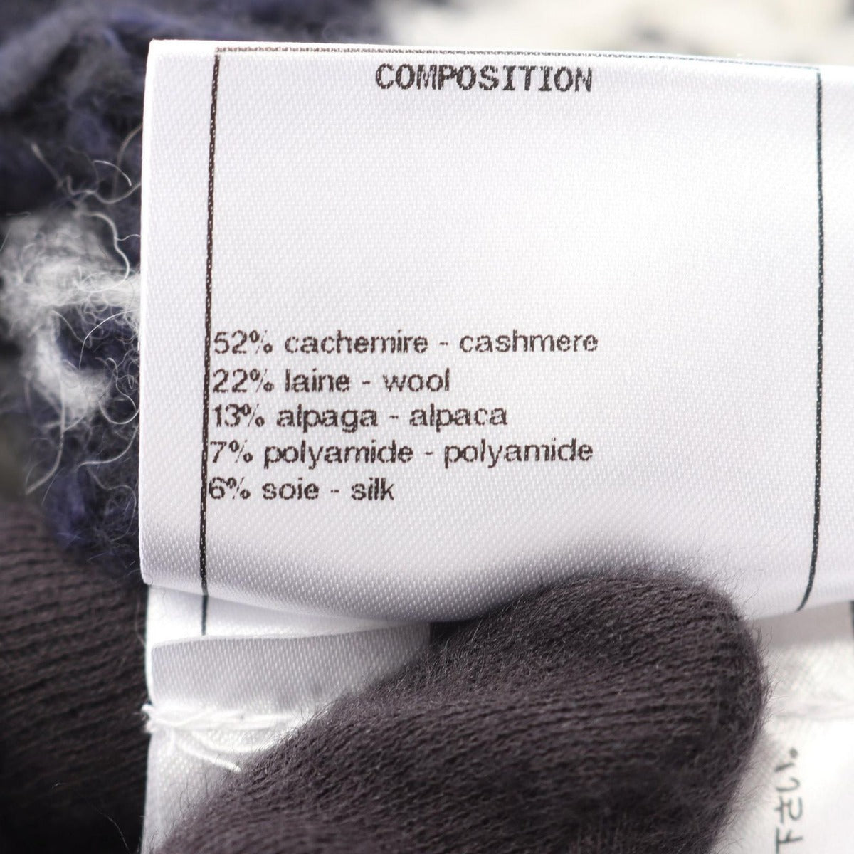 Chanel Knit Top CC Logo Button Cashmere Wool Navy White — view 5