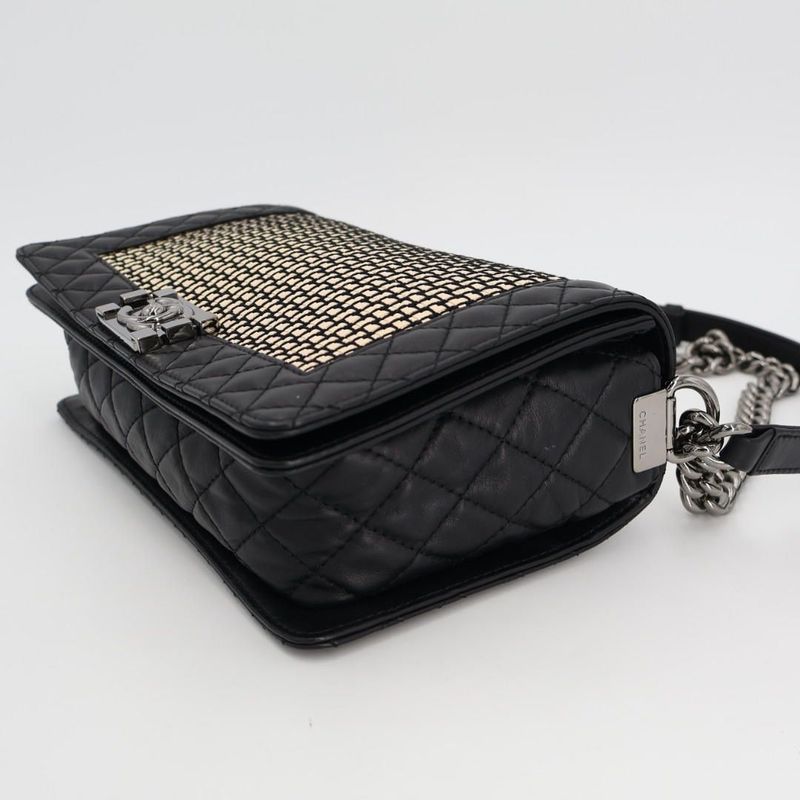 Chanel Boy Chanel Matelasse Chain Shoulder Bag Leather Lambskin Light Beige