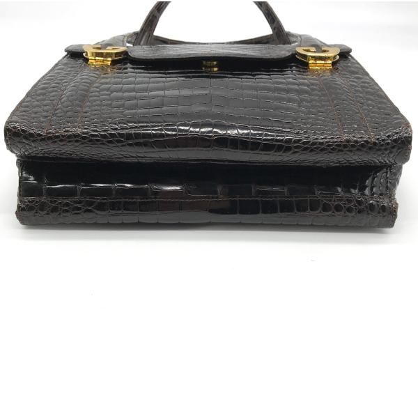 Gucci Croco Logo Vintage Hand Bag Brown