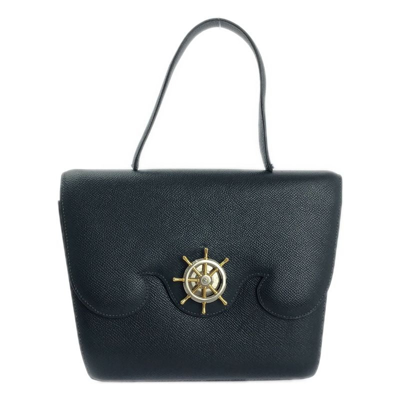 Hermes 1990 S Freegate Courchevel Gold And Silver Hardware Handbag Navy