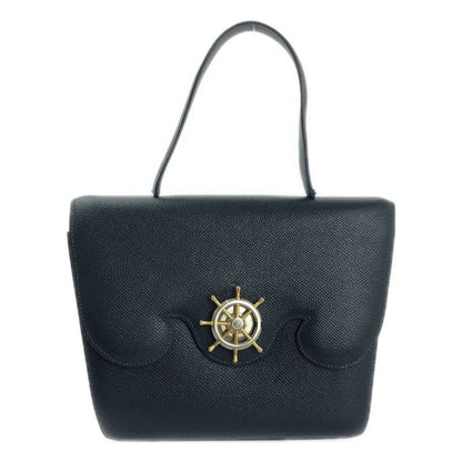 Hermes 1990 S Freegate Courchevel Gold And Silver Hardware Handbag Navy
