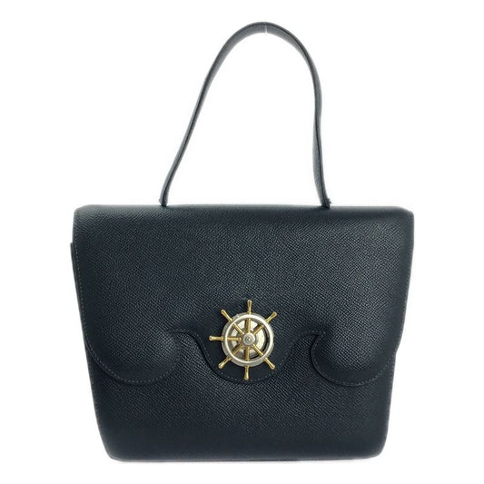 Hermes 1990 S Freegate Courchevel Gold And Silver Hardware Handbag Navy
