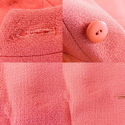 Chanel Collarless Jacket C-tk-5914 Coco Mark 36 Wool Silk Pink Double Apparel