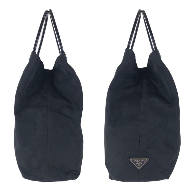 Prada Tessuto Triangle Logo Plate Black Nylon/plastic Tote Handbag Ladies 504894