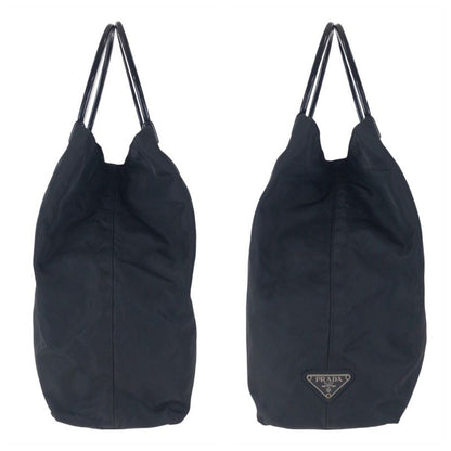 Prada Tessuto Triangle Logo Plate Black Nylon/plastic Tote Handbag Ladies 504894