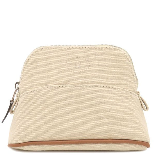 Hermes Pouch Bolide Pouch Mini Cotton Natural and Orange Silver Hardware Never
