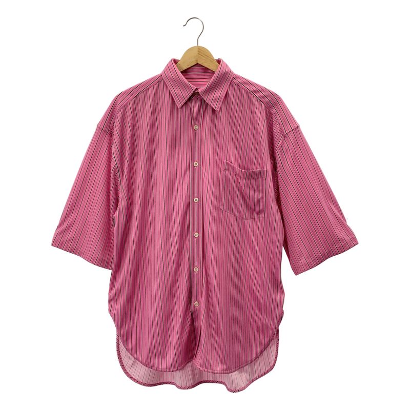 Balenciaga - Striped Over Silhouette Stretch Shirt - 36 - Pink - Mens