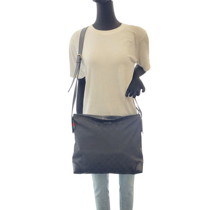 Gucci Sherry Line Black GG Canvas/leather 308930 Crossbody Shoulder Bag Unisex