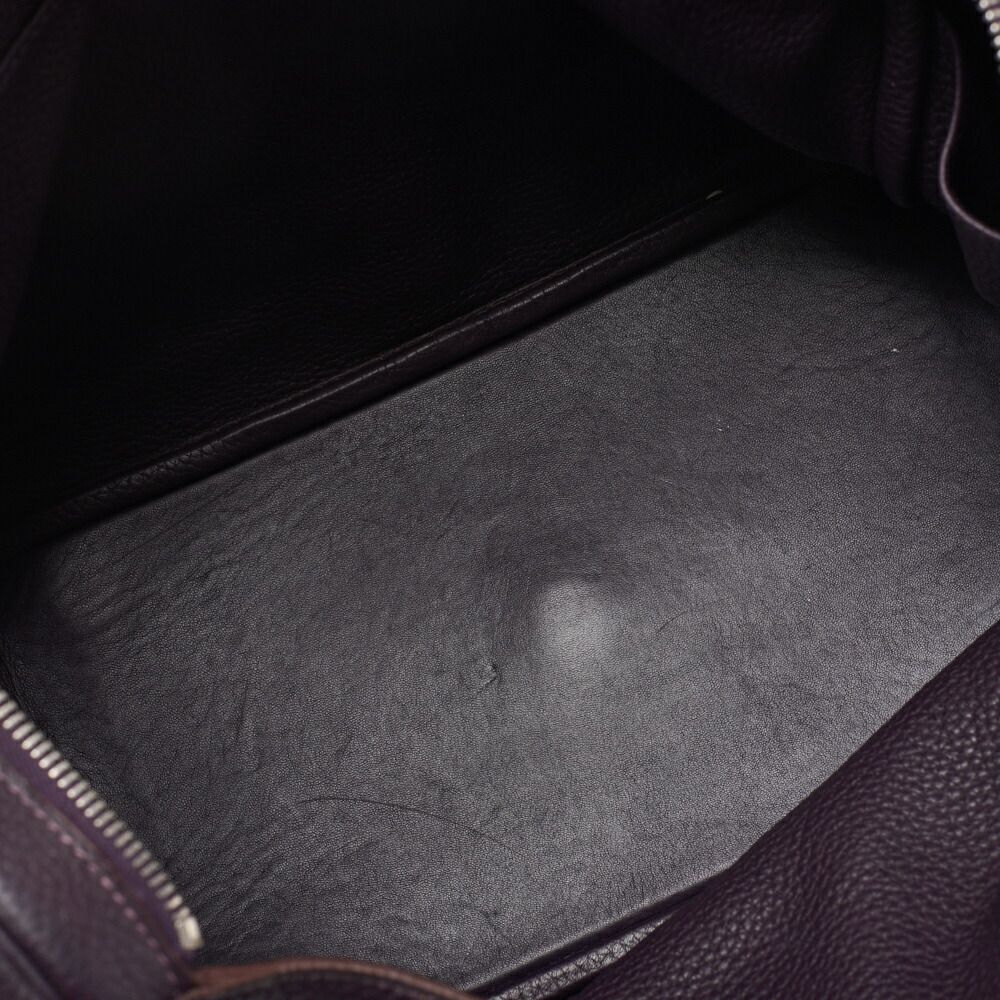 Hermes Lindy 34 Shoulder Bag Taurillon Clemence Raisin (silver Hardware)