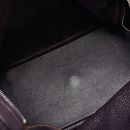 Hermes Lindy 34 Shoulder Bag Taurillon Clemence Raisin (silver Hardware)