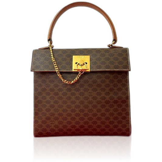 Celine Vintage Ring Macadam Blason Triomphe All Over Pattern Leather