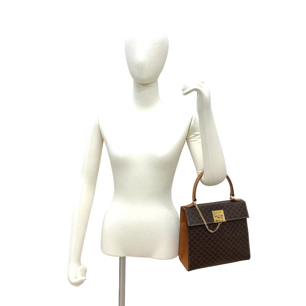 Celine Vintage Ring Macadam Blason Triomphe All Over Pattern Leather — view 2
