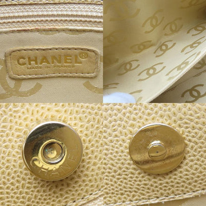 Chanel Shoulder Bag Coco Caviar Skin Beige Gold Hardware 7th Shoulder Chain
