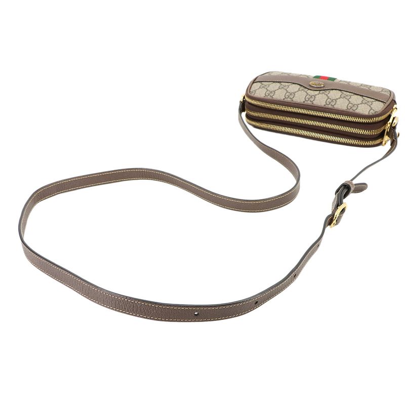 Gucci Ophidia Mini Shoulder Bag GG Supreme Canvas Leather Beige Brown 546597