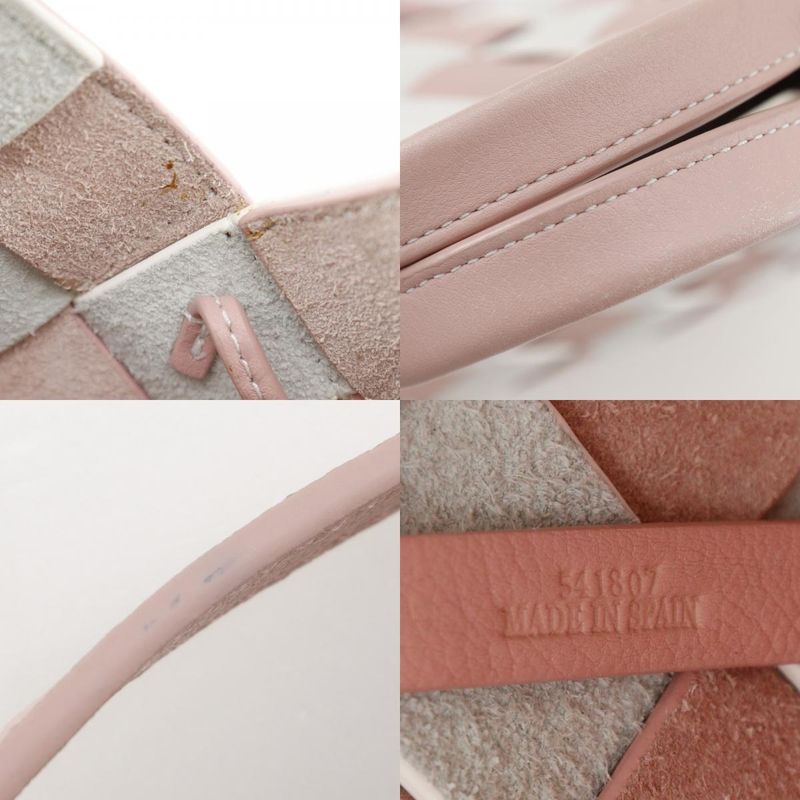 Loewe Woven Basket Small 2WAY Shoulder Calf Pink/white Women's Handbag