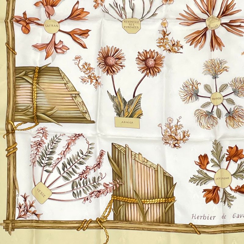 Hermes Herbier De Gavarnie Carre 90 Scarf Gavarnie Pressed Flowers Of The
