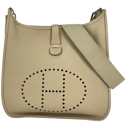 Hermes Evelyne 2 GM Perforated Logo Shoulder Bag Taurillon Clemence Parchemin