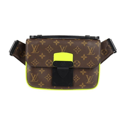 Louis Vuitton S-lock S-ring Back Waist Bag Leather Brown Neon Yellow