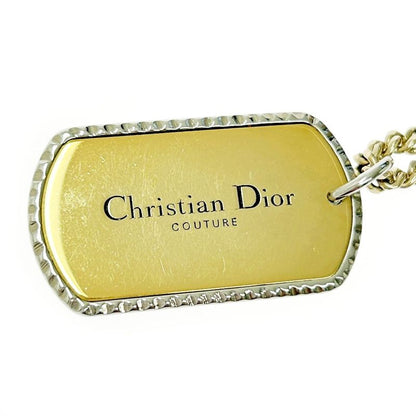 Christian Dior Metal Logo Plate Necklace Gold Silver 364288 Necklace