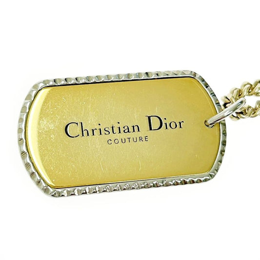 Christian Dior Metal Logo Plate Necklace Gold Silver 364288 Necklace