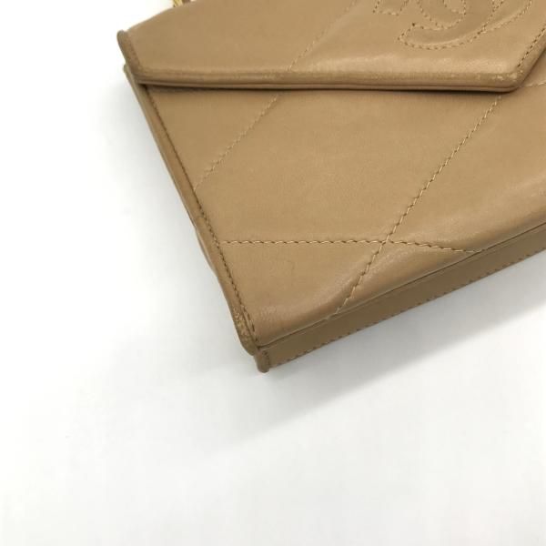 Chanel Quilted Chain Hand Bag Beige
