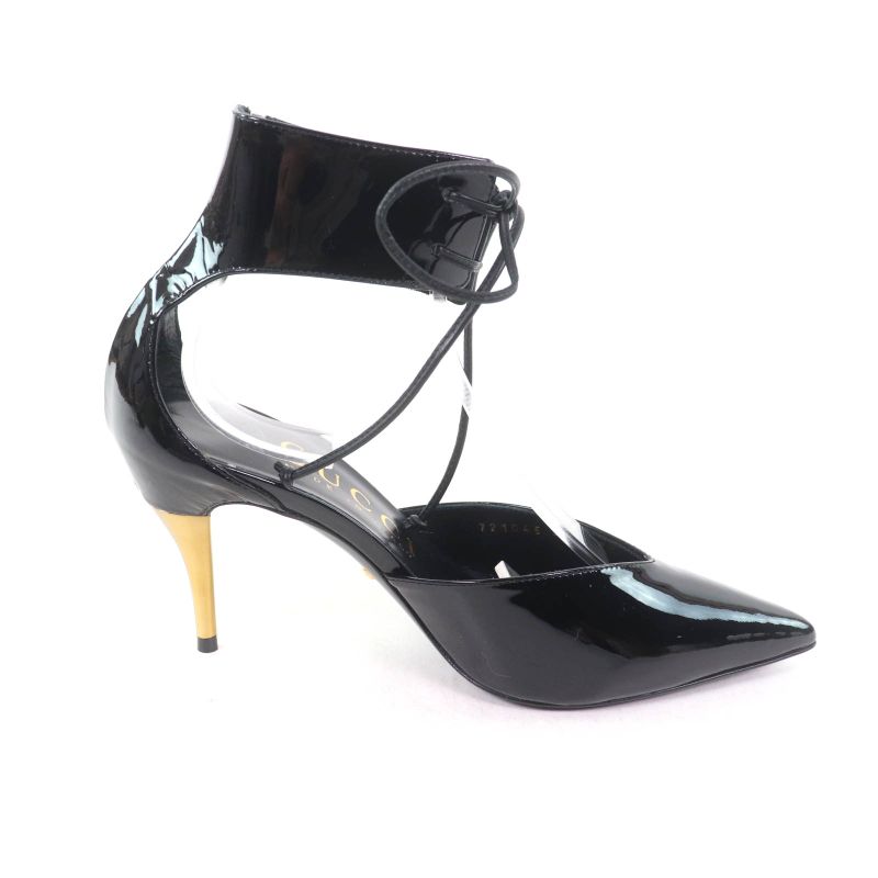 Gucci 721045 Pointed Toe Patent Leather Pumps Black 36 With Box And Storage Bag