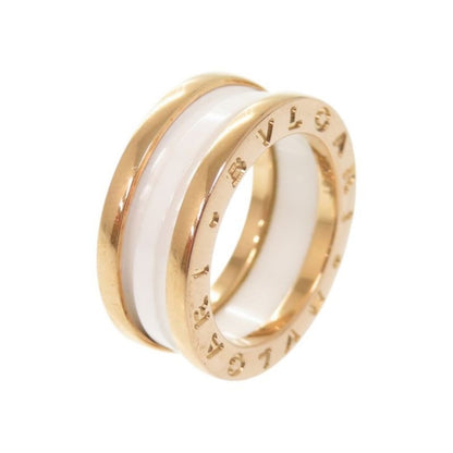 Bulgari B.zero1 18K Pink Gold 750 PG White Ceramic 49 Ping Ring Jewelry