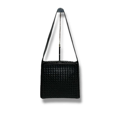 Bottega Veneta One Shoulder Bag Intrecciato Leather Black Gusset Soho Hobo
