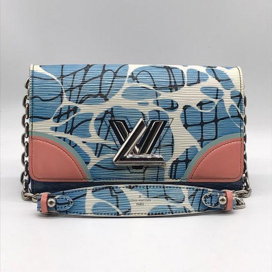 Louis Vuitton Epi Aqua Pattern Portefeuille Twist Chain Shoulder Bag Wallet