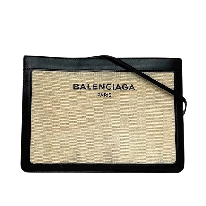 Balenciaga Shoulder Bag Navy Pochette Natural Black