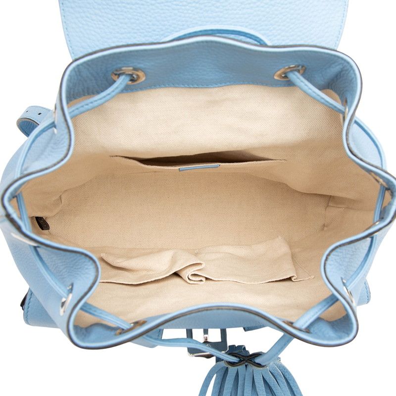 Gucci Bamboo Backpack 370833 Blue Black Leather Women's Gucci